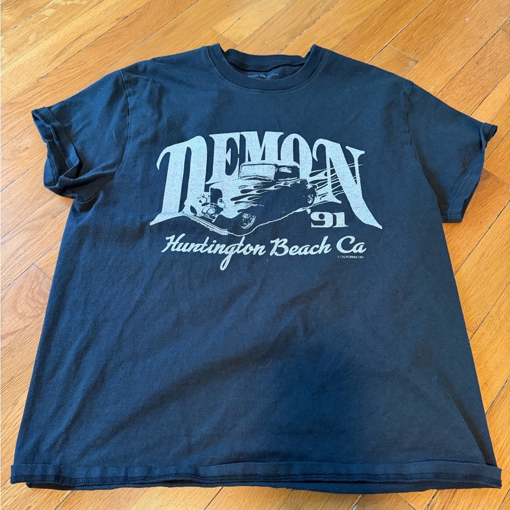 Brandy Melville Black Demon '91 Huntington Beach Graphic Tee